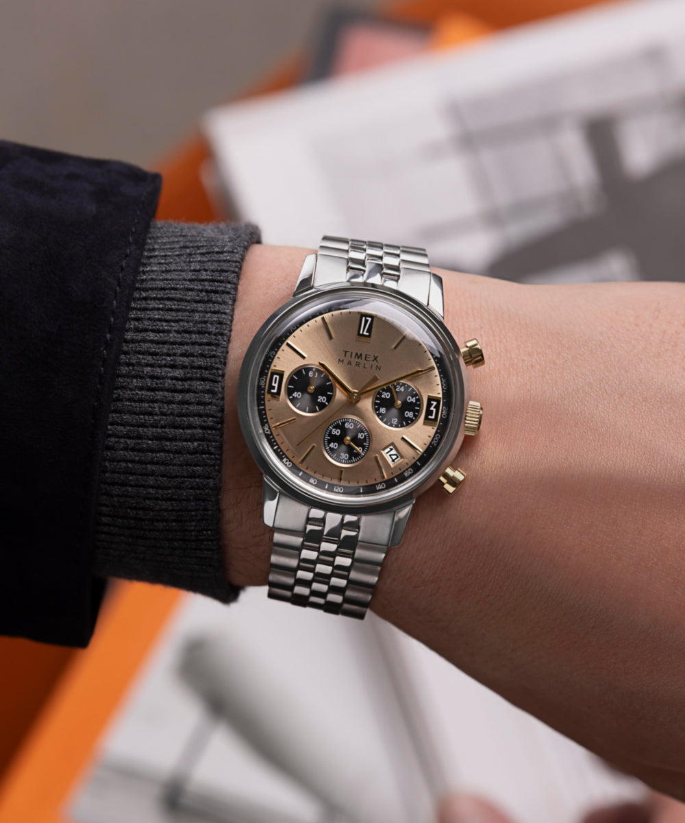 Marlin Chronograph Tachymeter 40mm Stainless Steel Bracelet Watch 